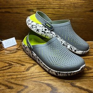 Men’s 11 LiteRide Crocs Green, Grey and white camo